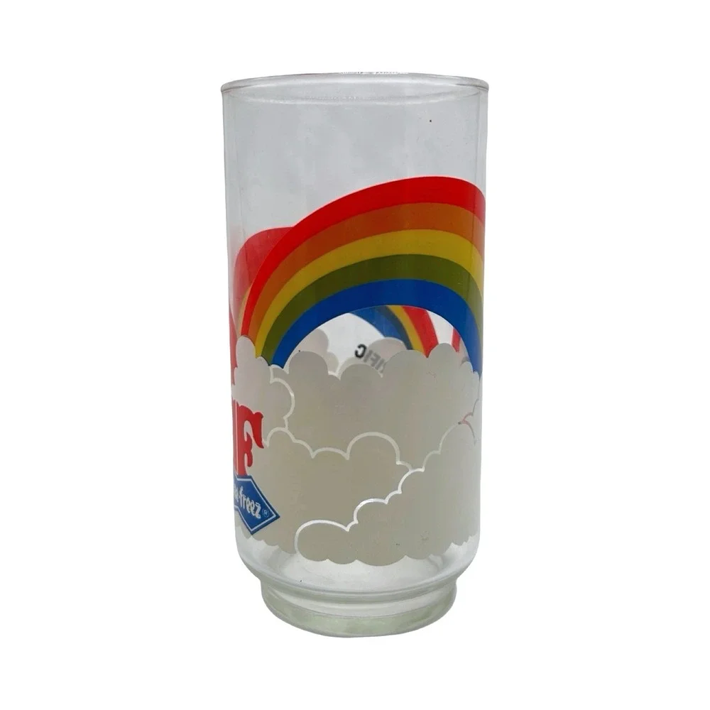 Vintage Tastee-Freez Rainbow‎ It's Tee-rific Mascot Glass Tumbler Advertising